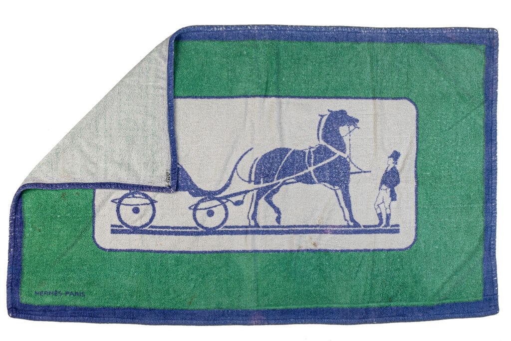 Hermes Vintage Carriage Blue Beach Towel
