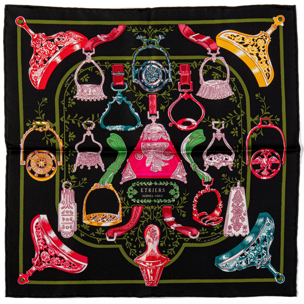 Hermès NIB Black Etriers Remix Gavroche