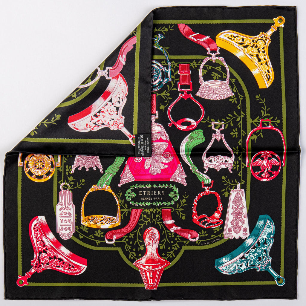 Hermès NIB Black Etriers Remix Gavroche