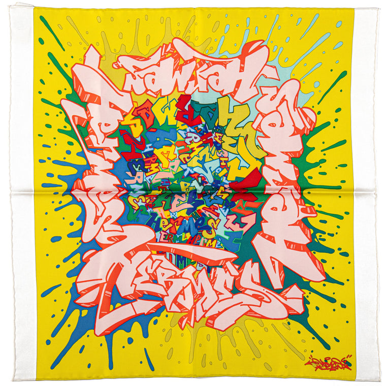 Hermès  BN Yellow Graffiti Silk Gavroche