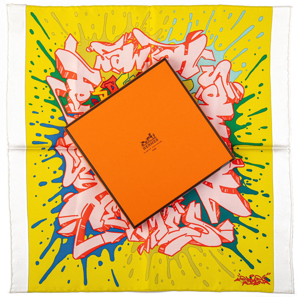 Hermès  BN Yellow Graffiti Silk Gavroche