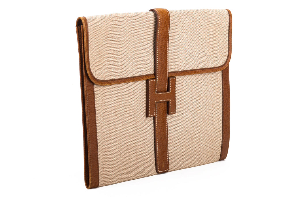 Hermès Vintage Large Jige Clutch Toile