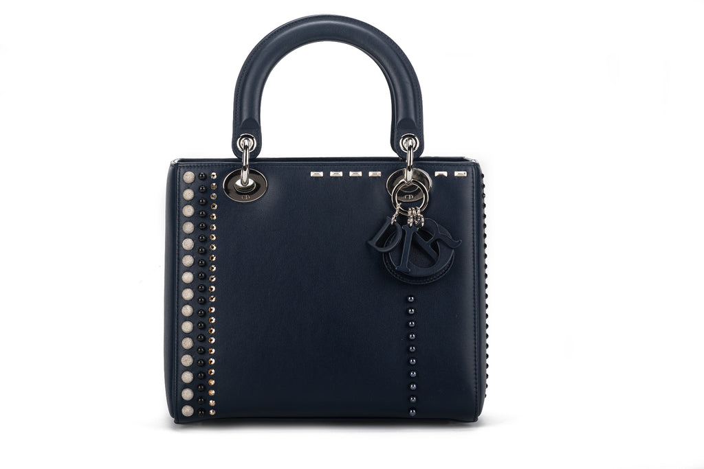 Dior Embellished Navy Lady Dior Medium