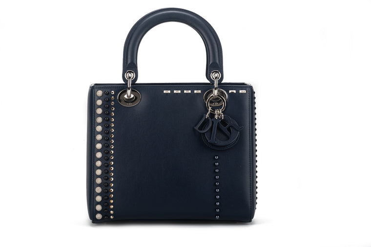 Dior Embellished Navy Lady Dior Medium