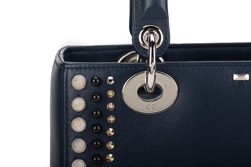 Dior Embellished Navy Lady Dior Medium