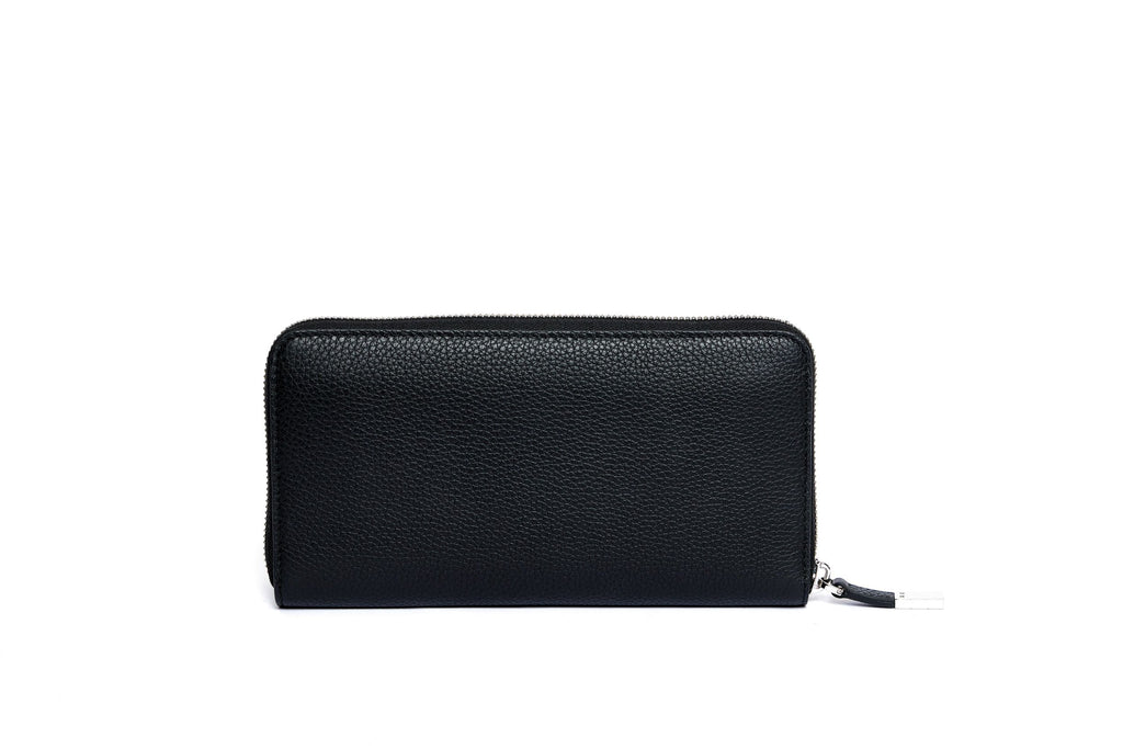 Dior New Black Leather Zip Around Wallet
