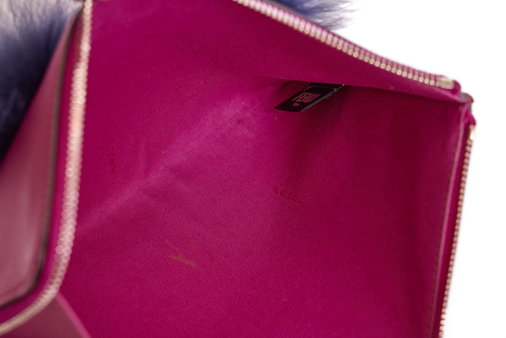 FENDI Fuchsia Leather Monster Clutch