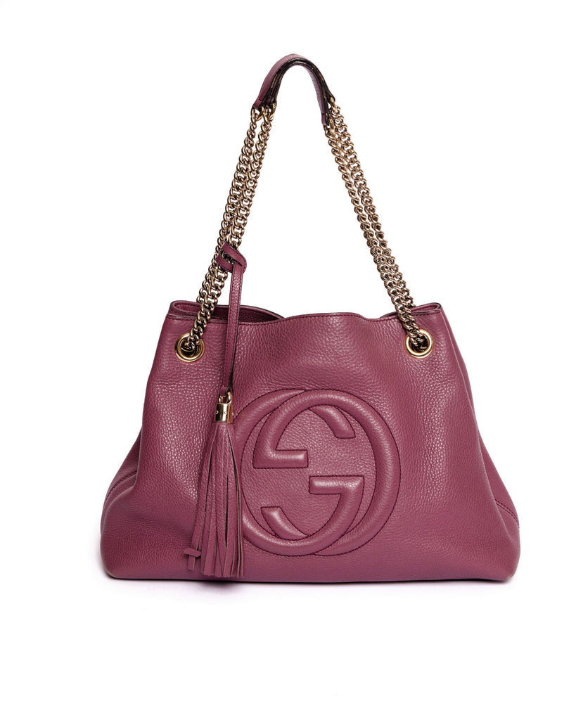 Gucci Purple Pebbled leather GG Bag