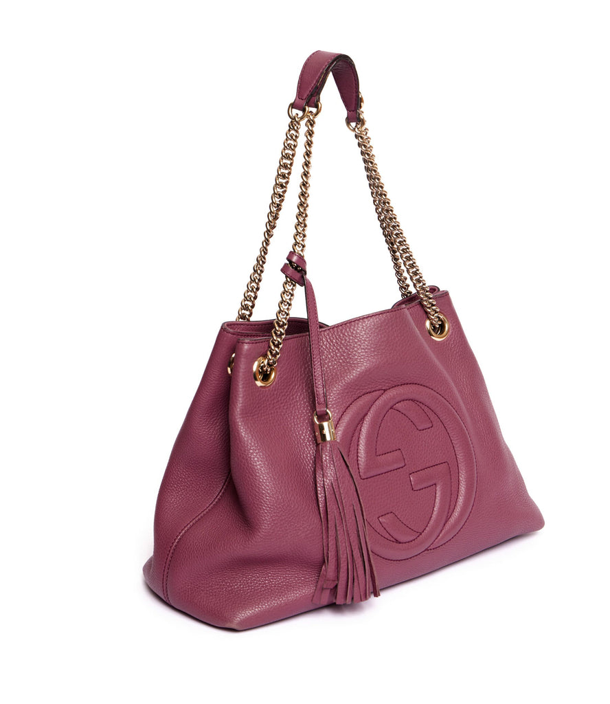 Gucci Purple Pebbled leather GG Bag