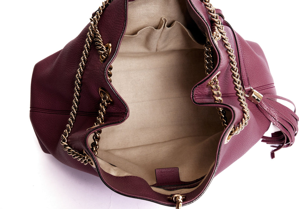 Gucci Purple Pebbled leather GG Bag