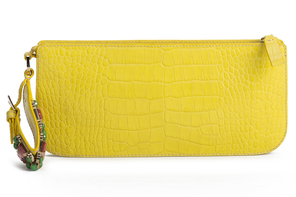 Valentino Croc print  Yellow Wrist Purse
