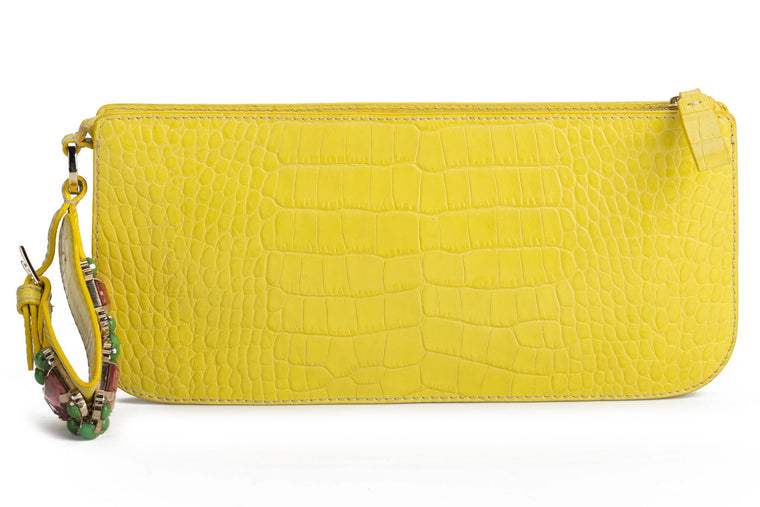 Valentino Croc print  Yellow Wrist Purse