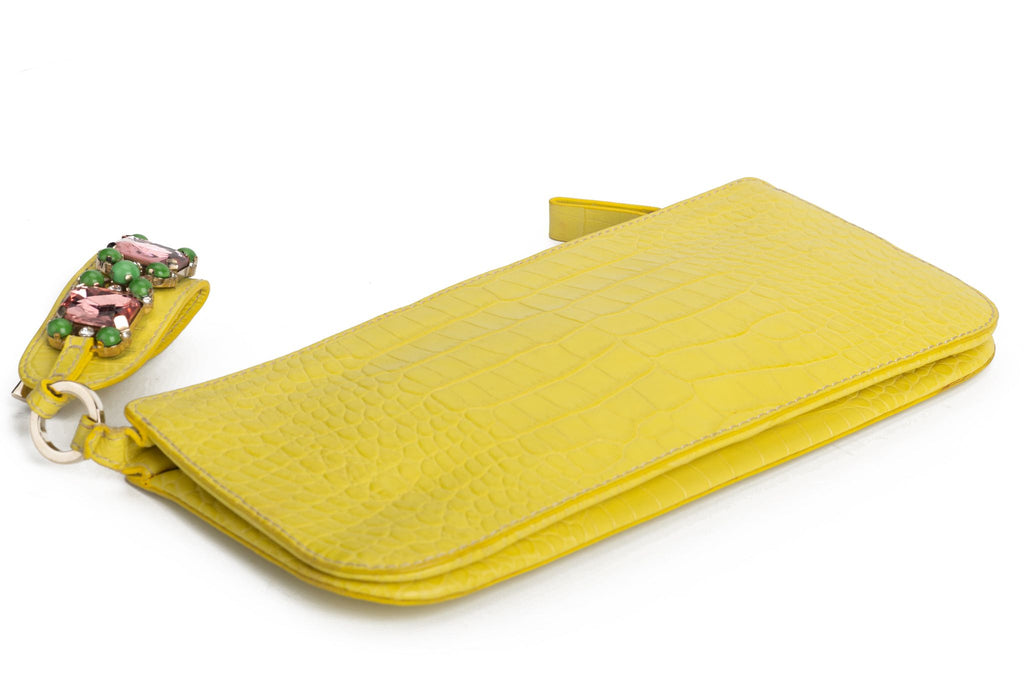 Valentino Croc print  Yellow Wrist Purse