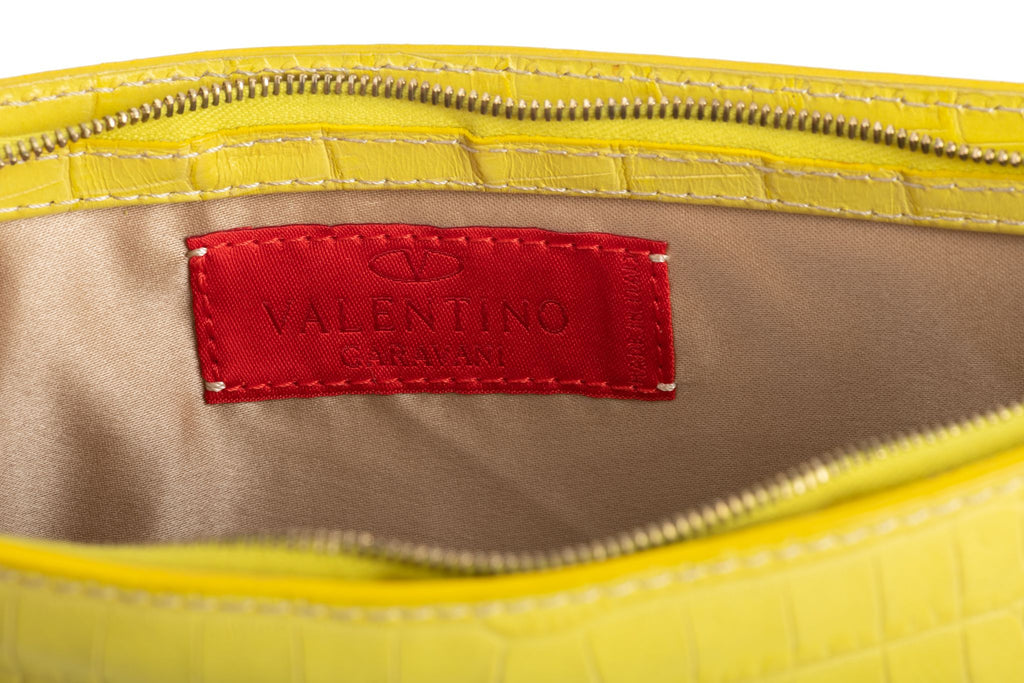 Valentino Croc print  Yellow Wrist Purse