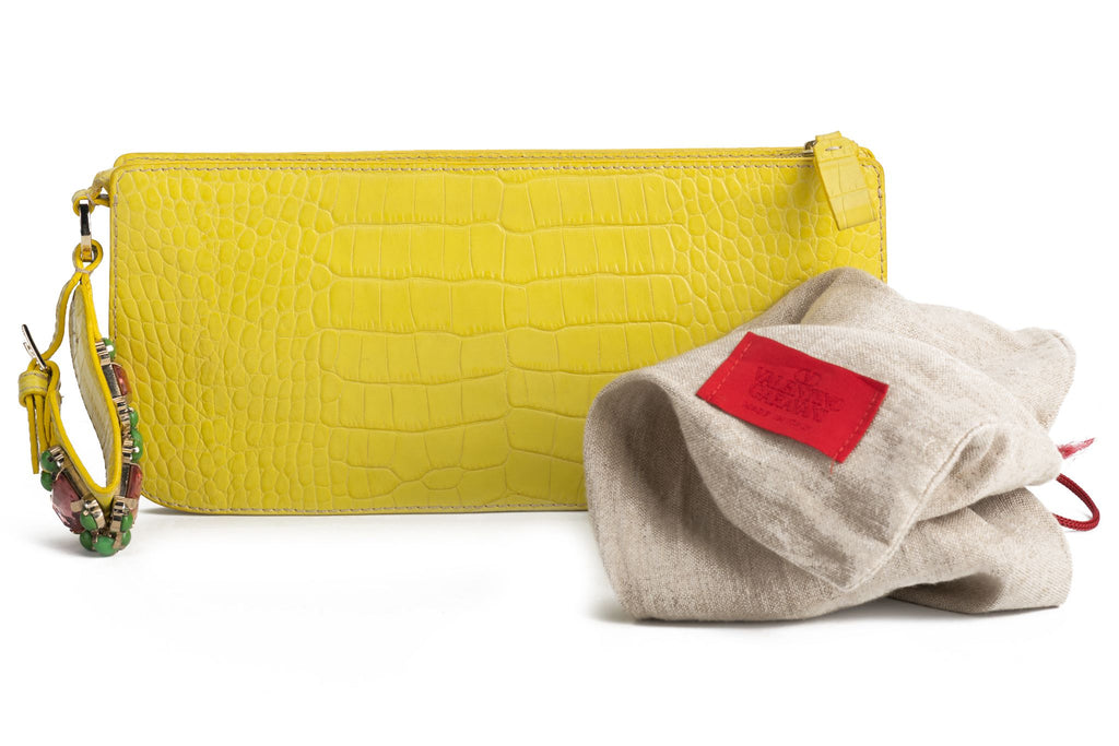 Valentino Croc print  Yellow Wrist Purse