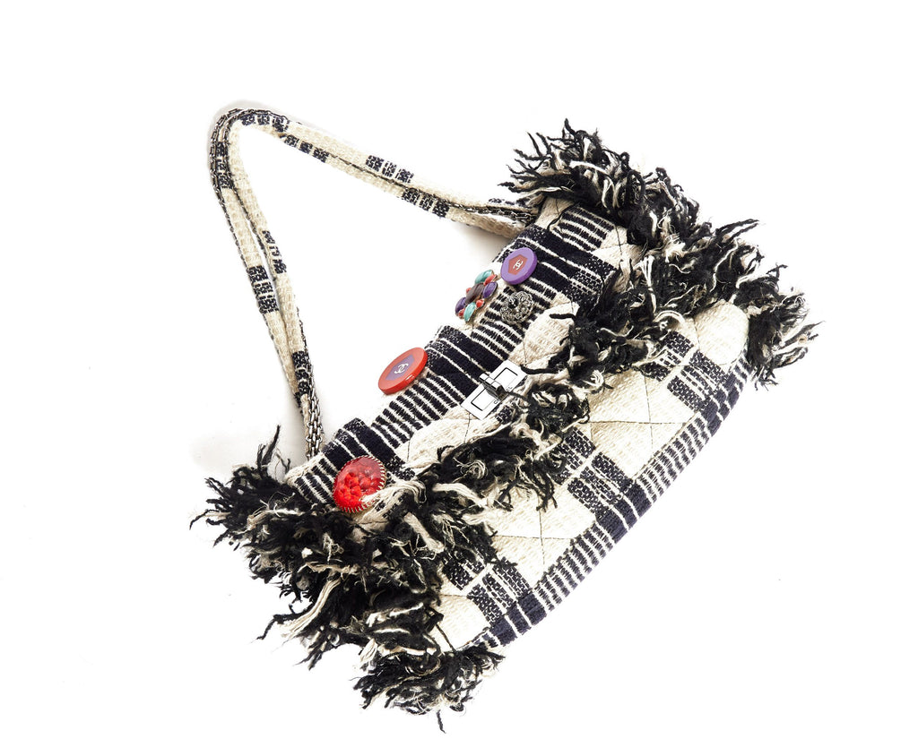 Chanel Fringe Bag Black White