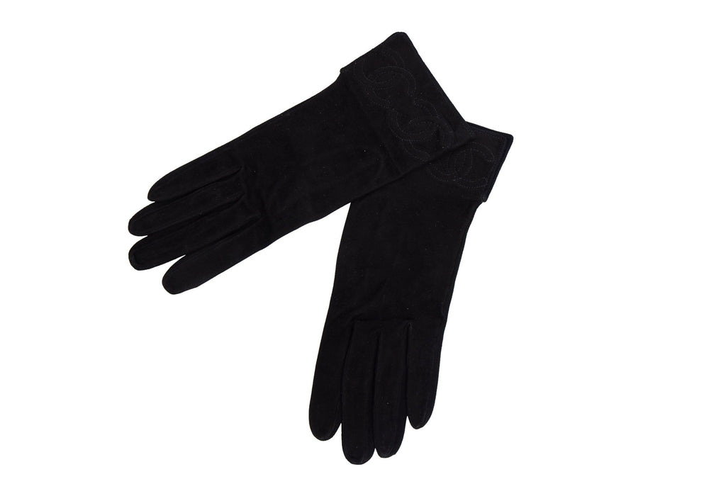 Chanel Black Suede Gloves