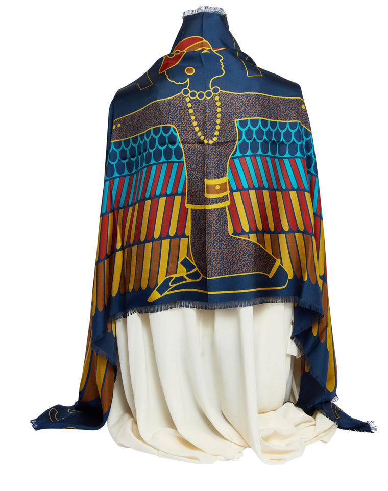 Chanel Blue Egyptian Silk Shawl