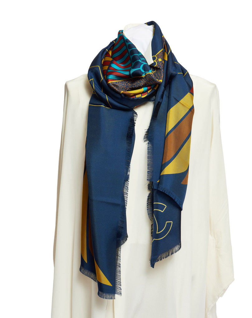 Chanel Blue Egyptian Silk Shawl
