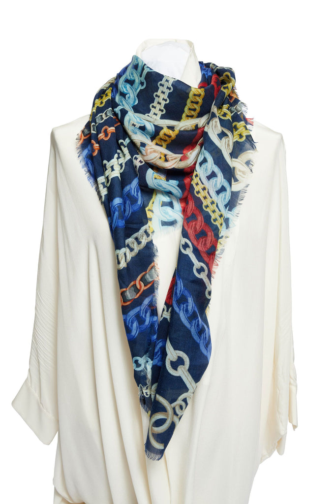 Chanel Multicolor Chains Cashmere Scarf