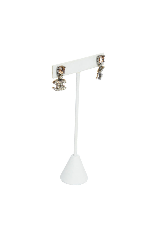 Chanel Amber Glass/CC Crystal Earrings