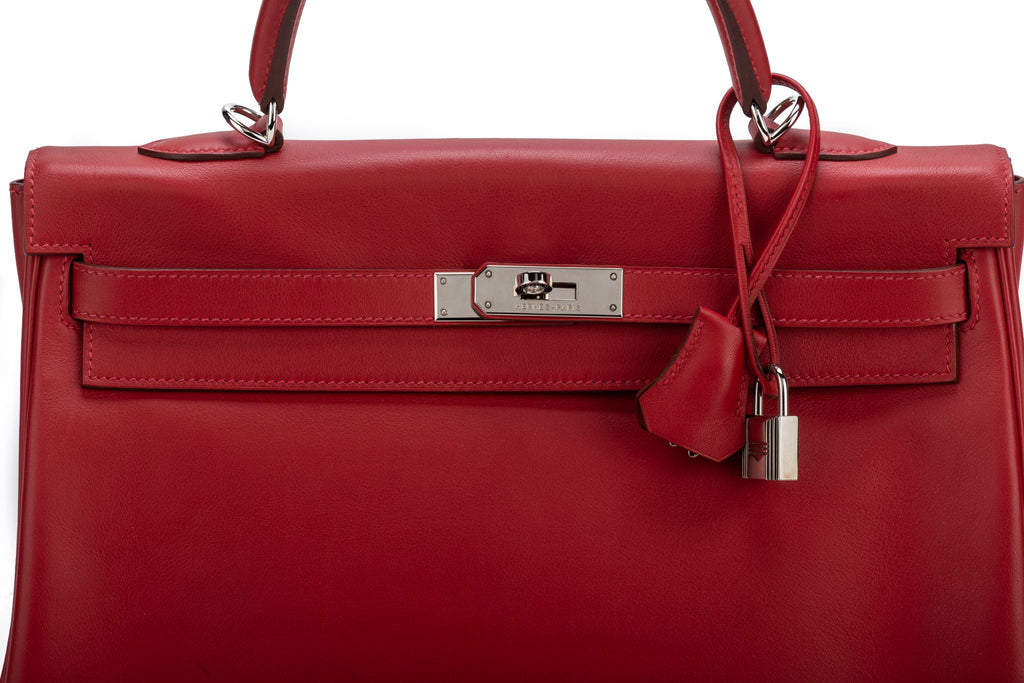 Hermes Kelly 35 Rouge Casaque Swift