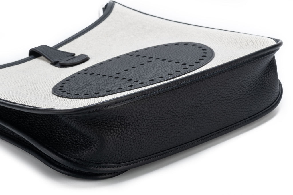 Hermès BNIB Black & Toile Evelyne PM