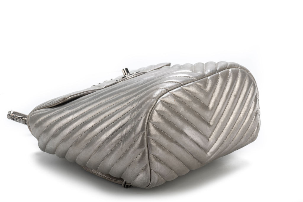 Chanel Silver Caviar Back Pack