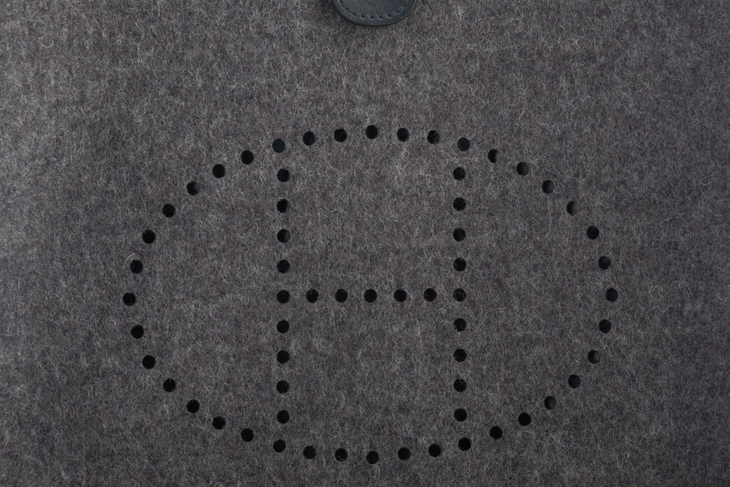 Hermes BNIB Grey/Black Felt Evelyne PM