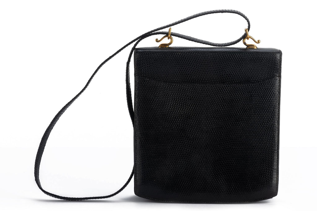 Hermes Black Lizard Vintage Shoulder Bag