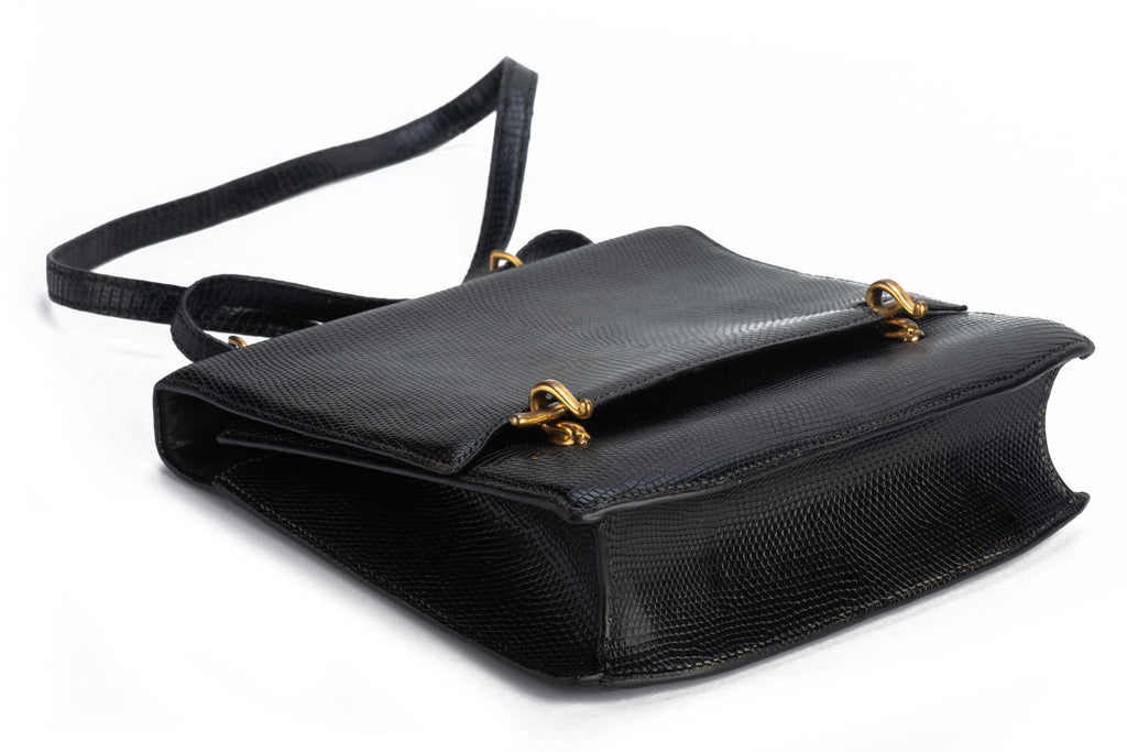 Hermes Black Lizard Vintage Shoulder Bag