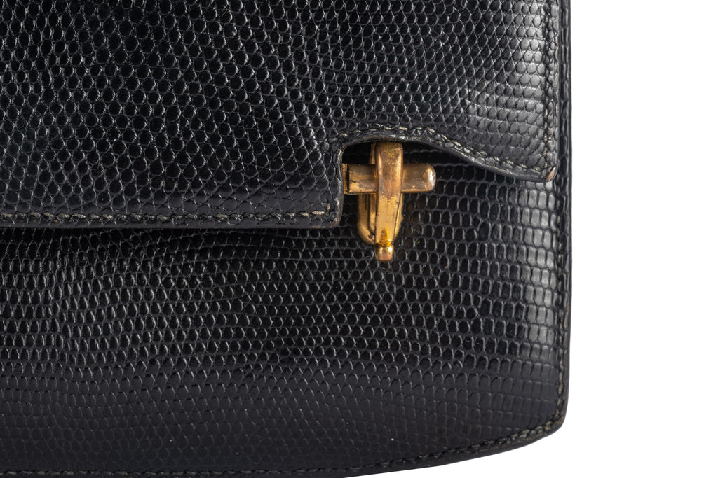 Hermes Black Lizard Vintage Shoulder Bag