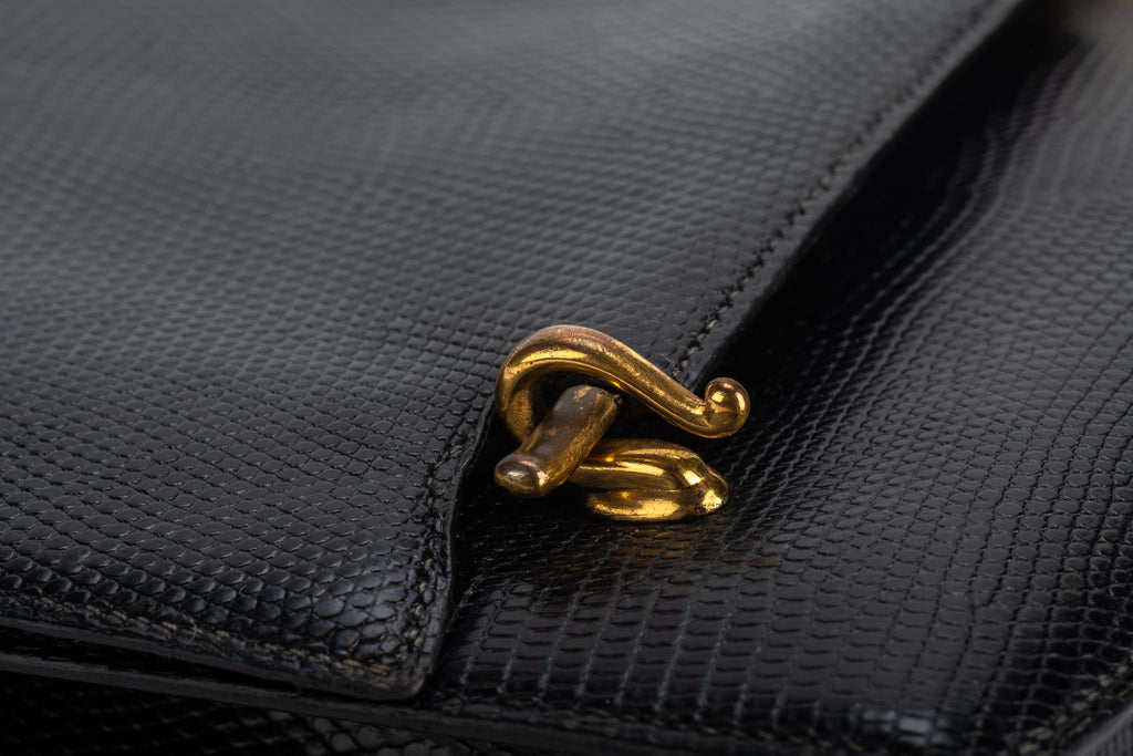 Hermes Black Lizard Vintage Shoulder Bag