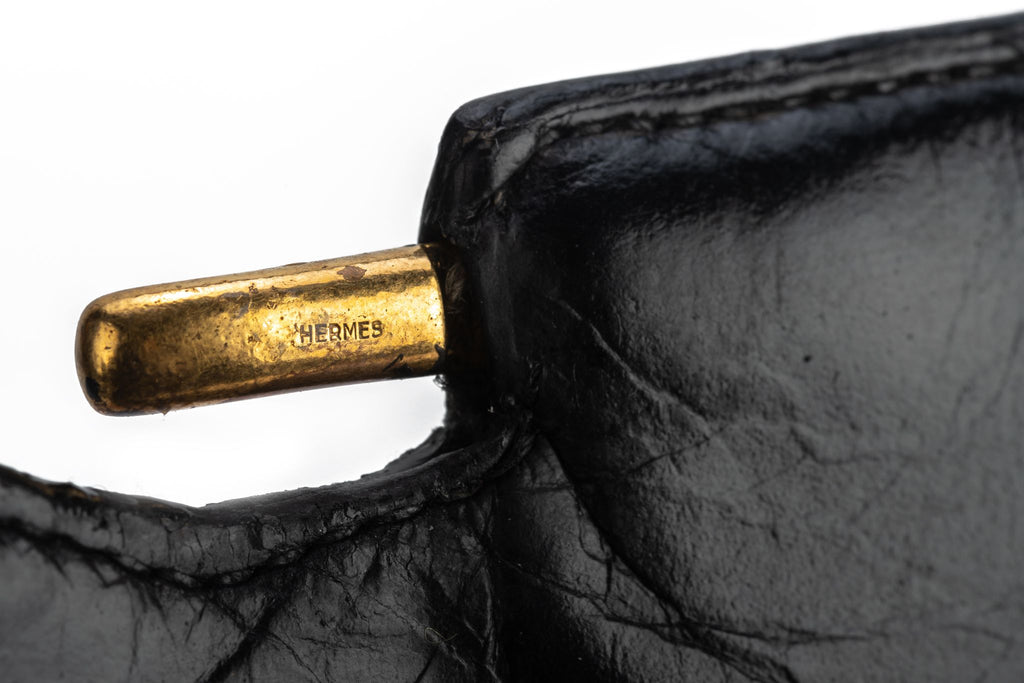 Hermes Black Lizard Vintage Shoulder Bag