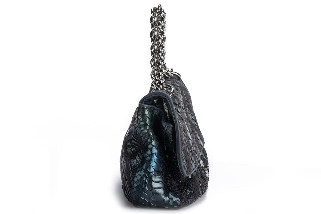 Chanel Maxi Navy Black Python Bag