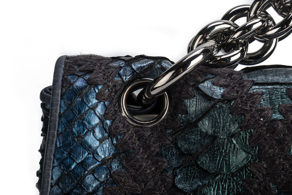 Chanel Maxi Navy Black Python Bag