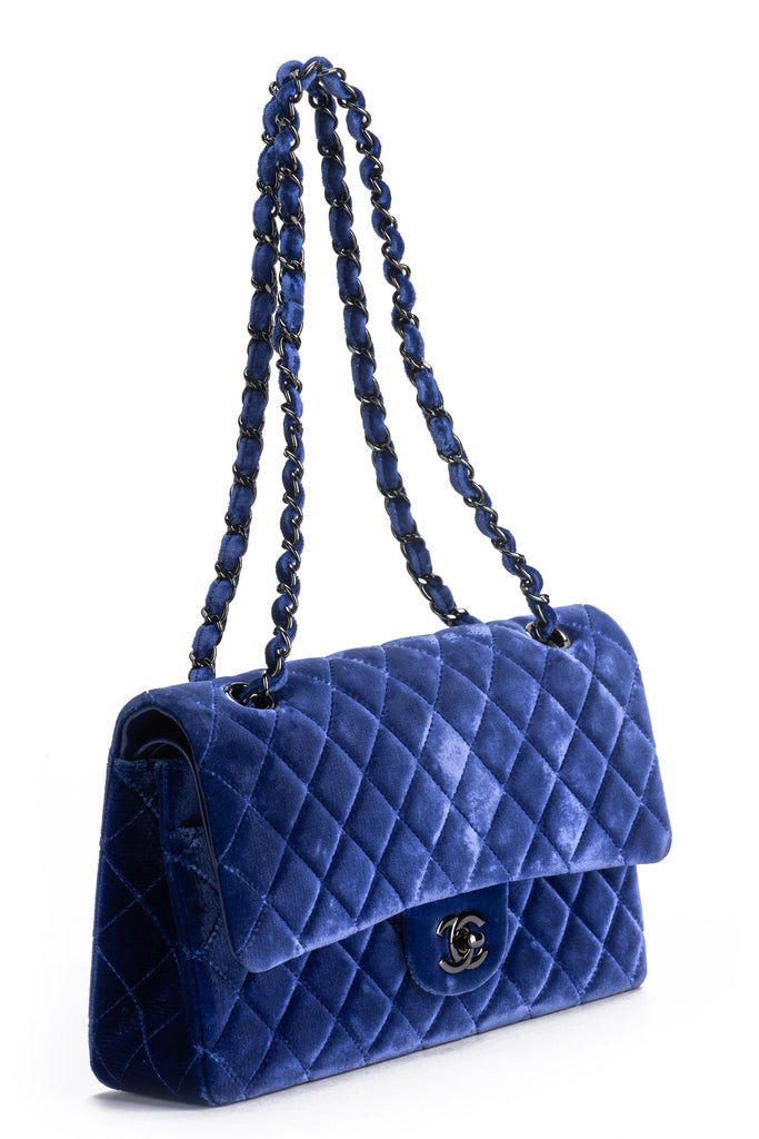 Chanel Mint Blue Velvet Double Flap Bag