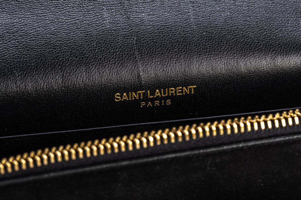 YSL Black Suede Sequins Cross Body Bag