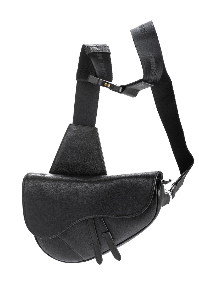 Dior New Black Calfskin Saddle Crossbody