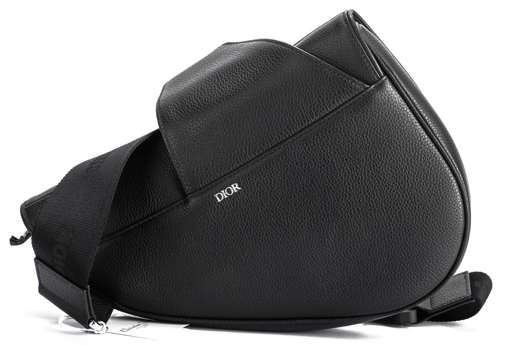 Dior New Black Calfskin Saddle Crossbody