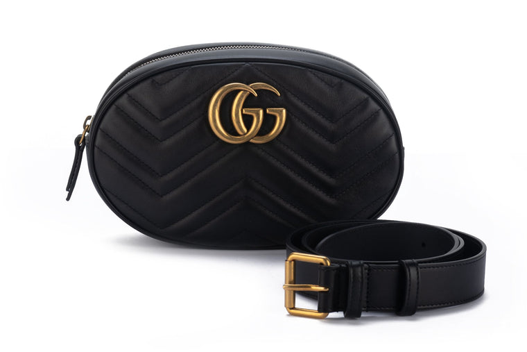 Gucci New Black Gold Marmont Fanny Pack