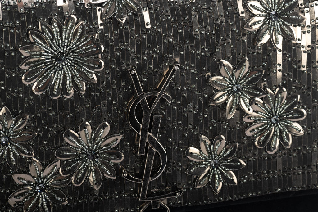 YSL BN Black Suede Sequins Cross Body