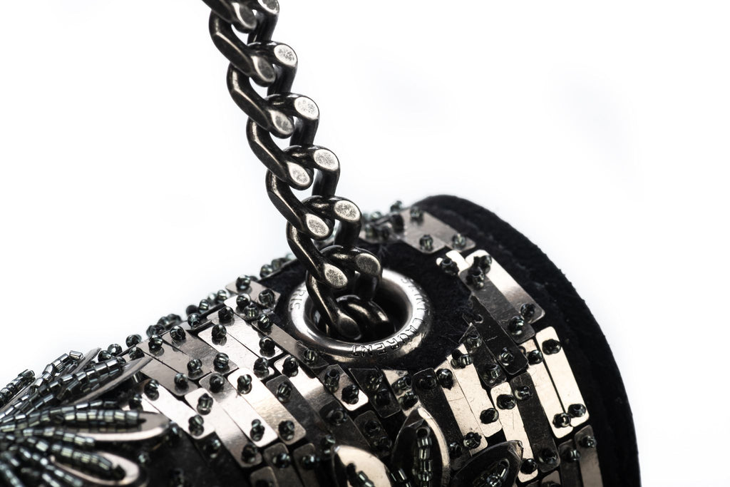 YSL BN Black Suede Sequins Cross Body