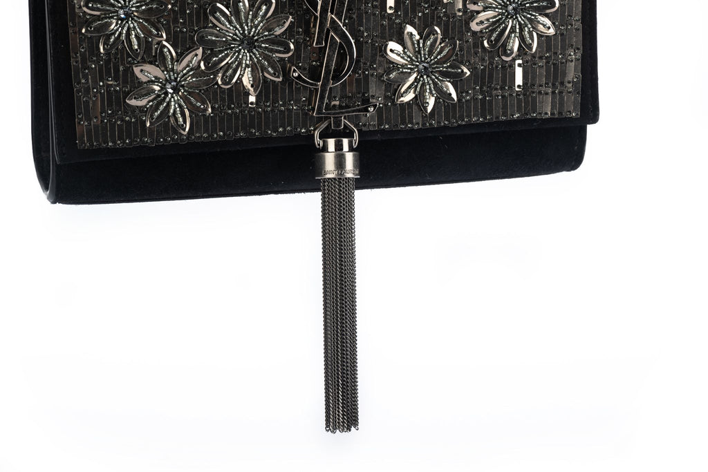 YSL BN Black Suede Sequins Cross Body
