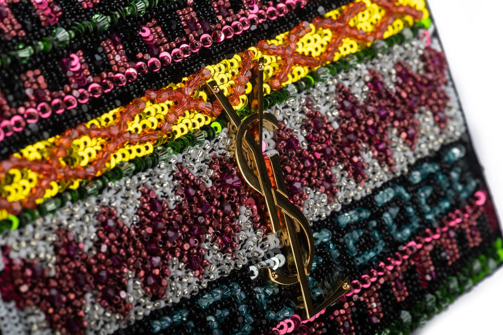 YSL New Black Suede & Seabeads Crossbody