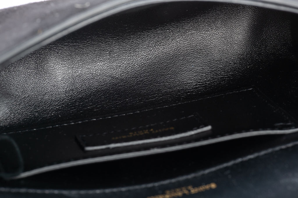 YSL New Black Suede & Seabeads Crossbody