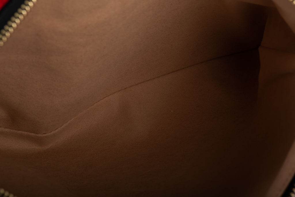 Gucci New Red Suede/Black Patent Clutch