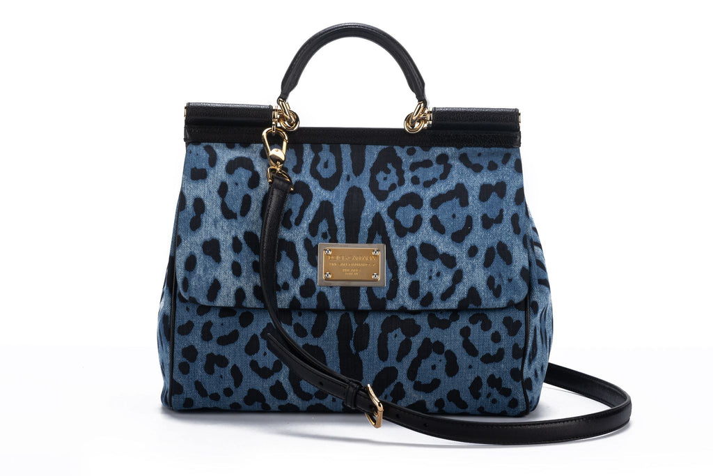 Dolce Gabbana New Cheetah Denim LG Bag