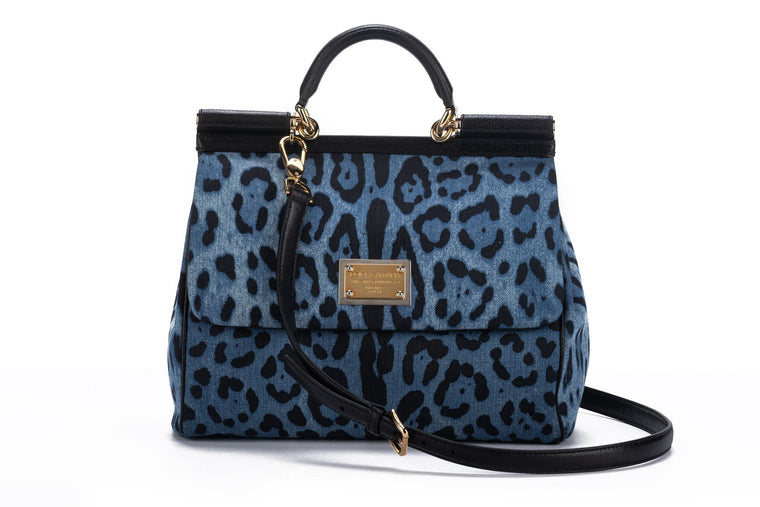 Dolce Gabbana New Cheetah Denim LG Bag
