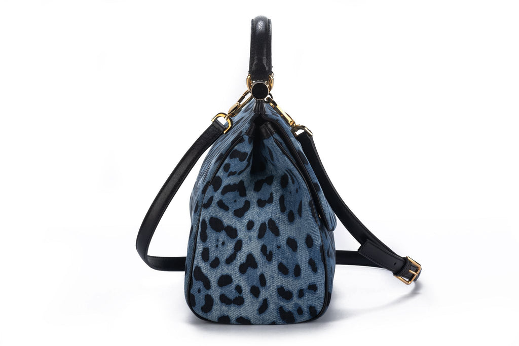 Dolce Gabbana New Cheetah Denim LG Bag